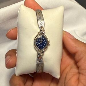 Vintage Diamond Accented Silver and Blue Bulova’s Women's Watch